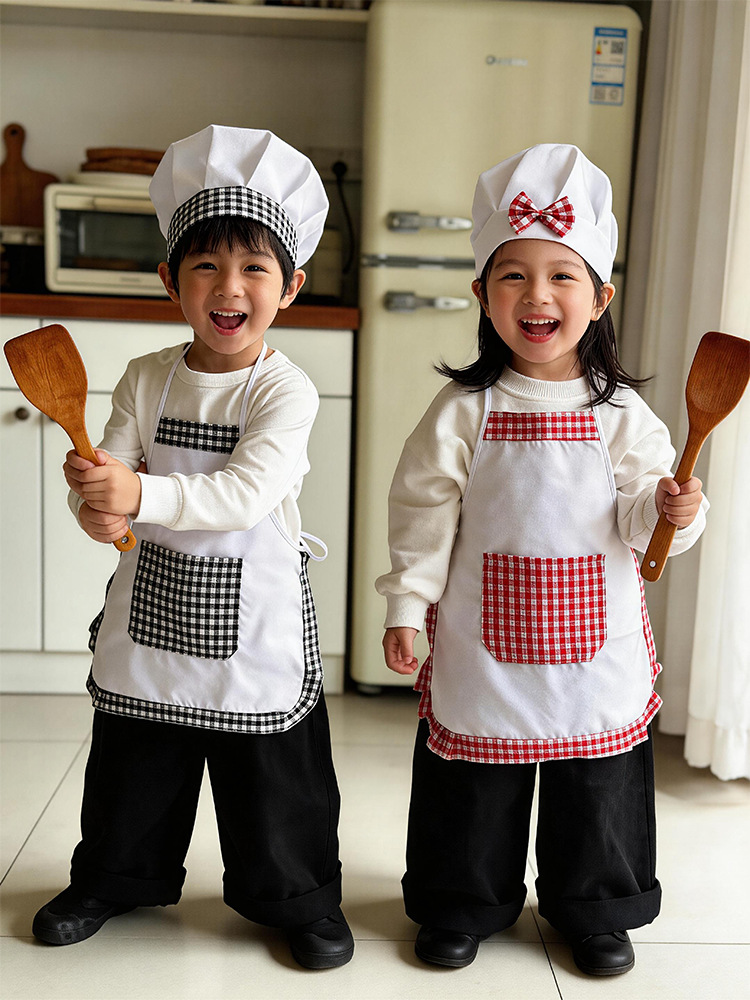 2pcs Set Celemek dan Topi Koki - Baking Kitchen Set Up ulasan dan harga